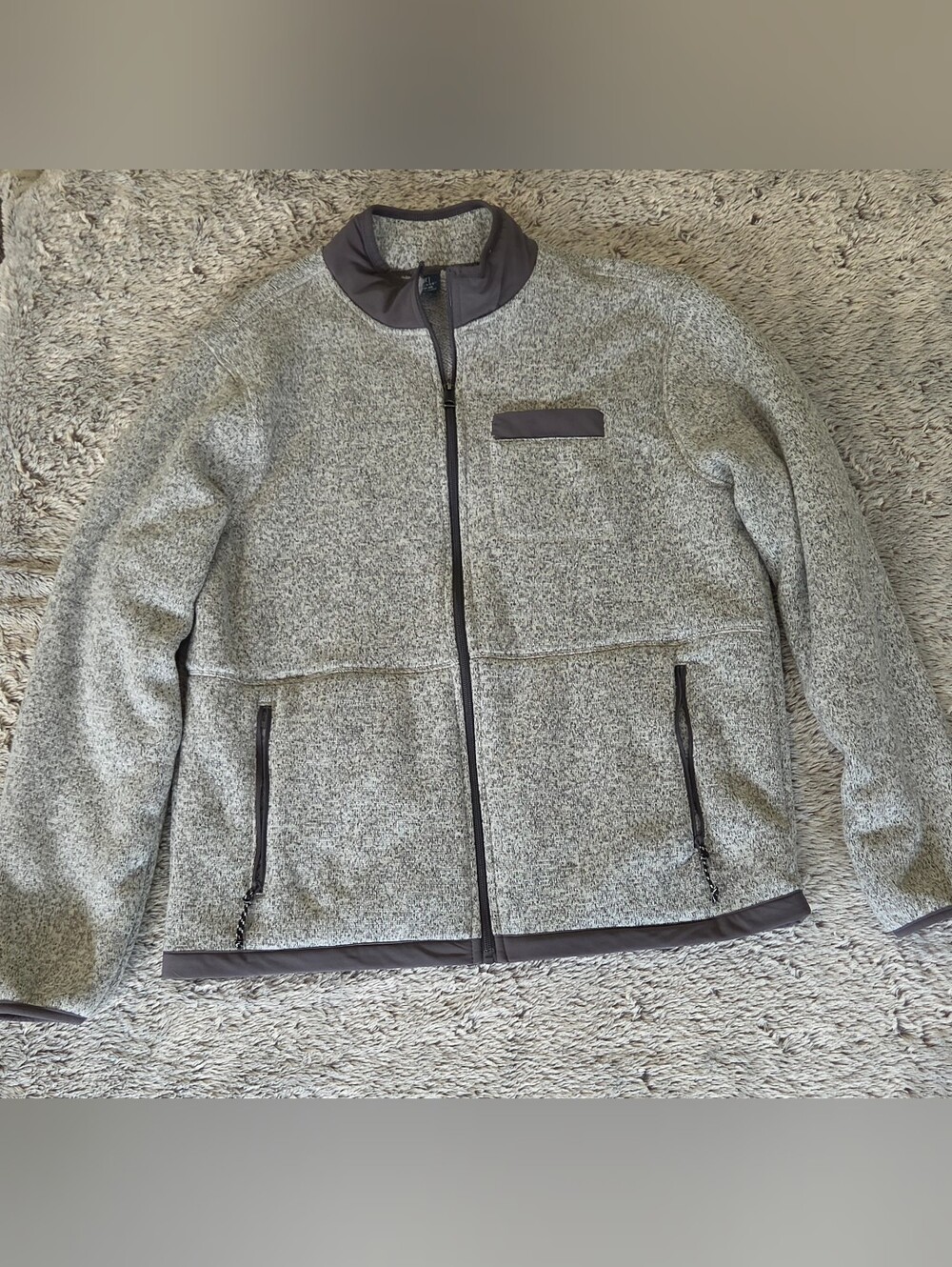 Men's Grey Full-Zip Fleece Sweater Jacket Sz Large (42-44)